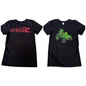 Gorillaz Music Logo Band Festival Concert Jeep Black Womens Tee T-Shirt Small